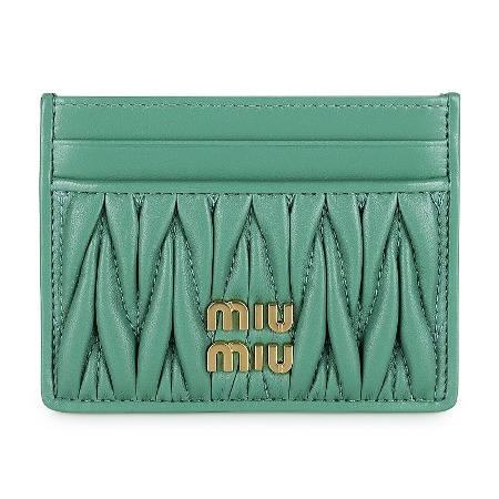 23 S/S 미우미우 여성 마테라세 골드 로고 카드 지갑(살비아그린) 5MC076 2FPP F0092