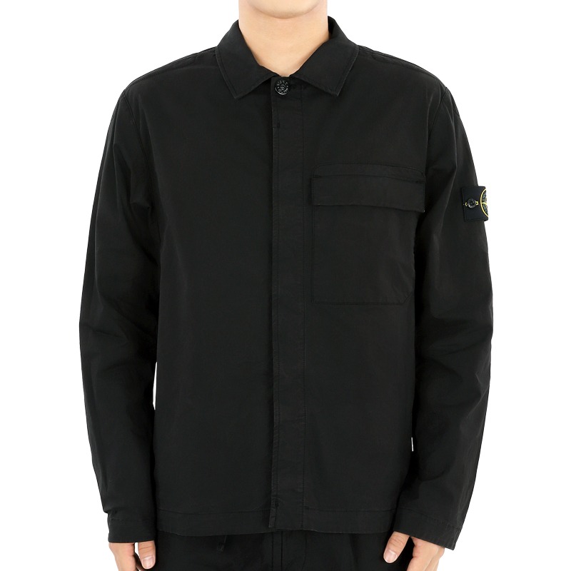 24 S/S 스톤 남성 와펜 패치 수피마 레귤러핏 셔츠 자켓(블랙) 801510710 V0029